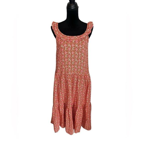 ANN TAYLOR FLORAL PINK/RED/ORANGE MAXI SPRING/SUMMER GIRLY DRESS WOMENS SIZE M - Picture 4 of 11